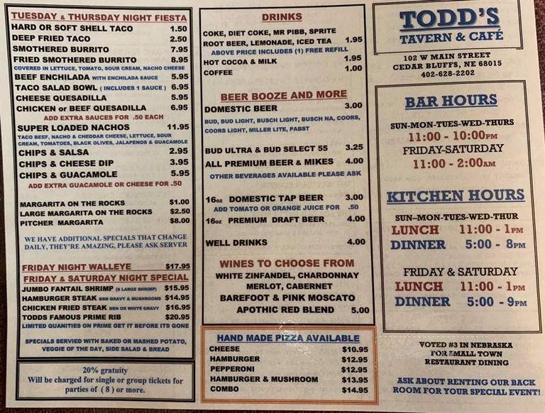 Todd's Tavern and Cafe - Cedar Bluffs, NE